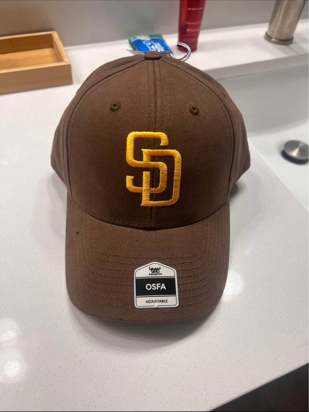 Kids Brown Baseball Cap with Gold Embroidered SD Logo - Adjustable